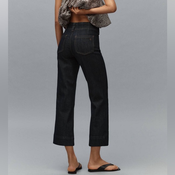 Anthropologie Pilcro Women’s Slim 70’s High Rise Crop Flare Dark Wash Jeans 26 - Picture 5 of 11